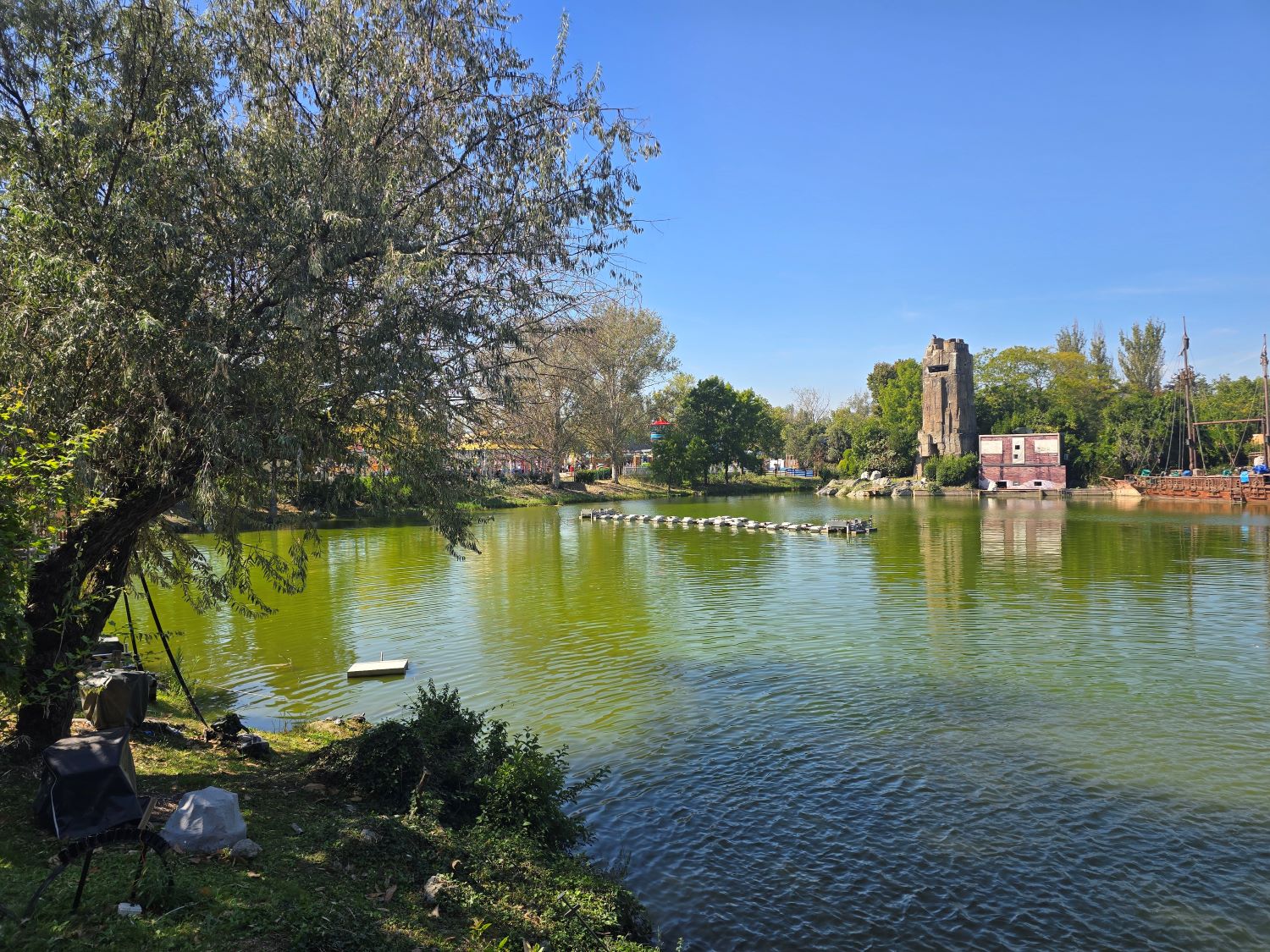 The lake and themed areas inside Mirabilandia